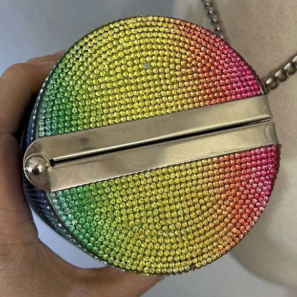 Aldo Cherry Pop Envolee Mini Barrel Rhinestone Encrusted Crossbody Bag Clutch - Picture 4 of 7